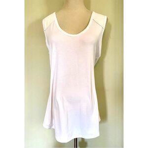 🆕 [A Ruby] White Layering Active Tank w/Imitation Leather Trim Sz: XL NWT!
